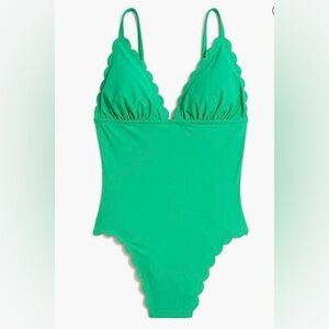 J. Crew Factory Scalloped 1 PC swimsuit M Green